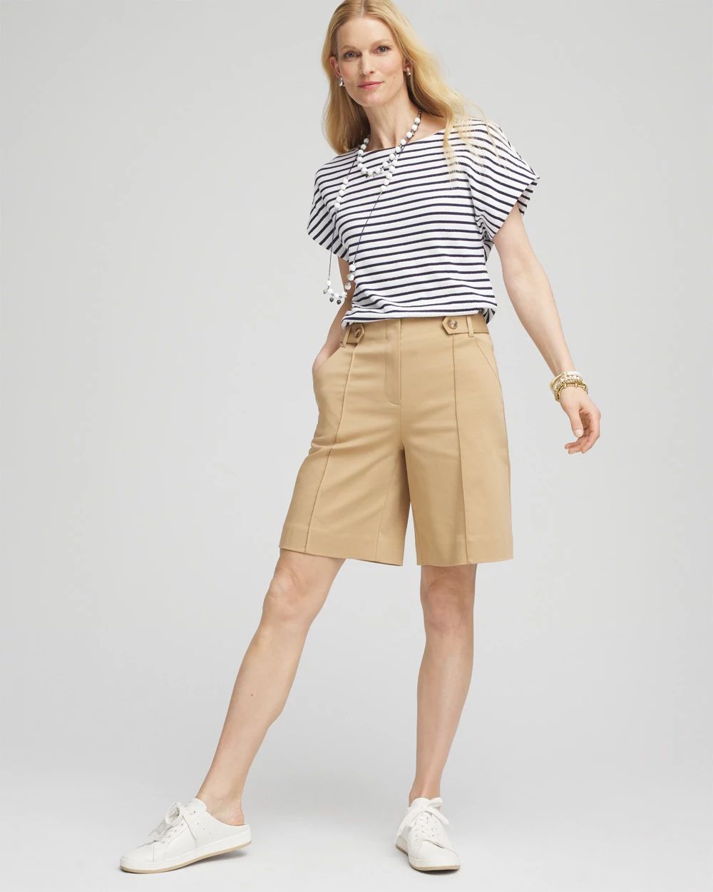 Sateen Tab-Front A-line Shorts | Chico's
